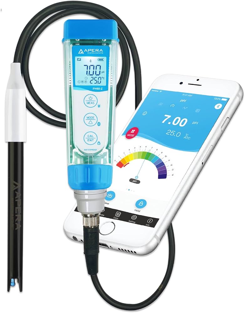 Apera Instruments PH60Z-WW Smart Handheld pH Meter Tester Kit with